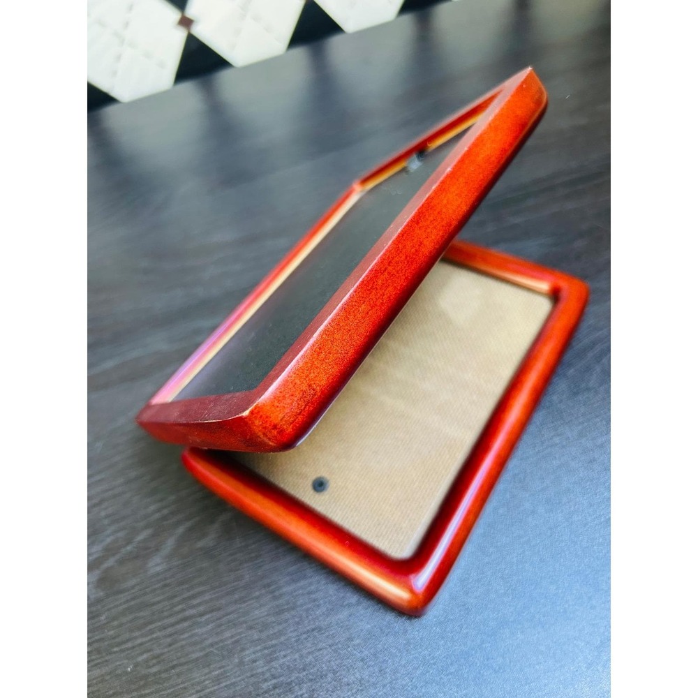 Vintage Bi-Fold, Hinged Teak‎ Wood Double Photo Frame Folding Tabletop Decor - Picture 9 of 17